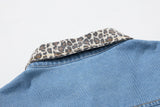 Leopard Print Patchwork Denim Shirt