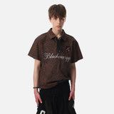 DAXUEN Leopard print short-sleeved polo shirt