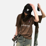 DAXUEN Leopard print short-sleeved polo shirt
