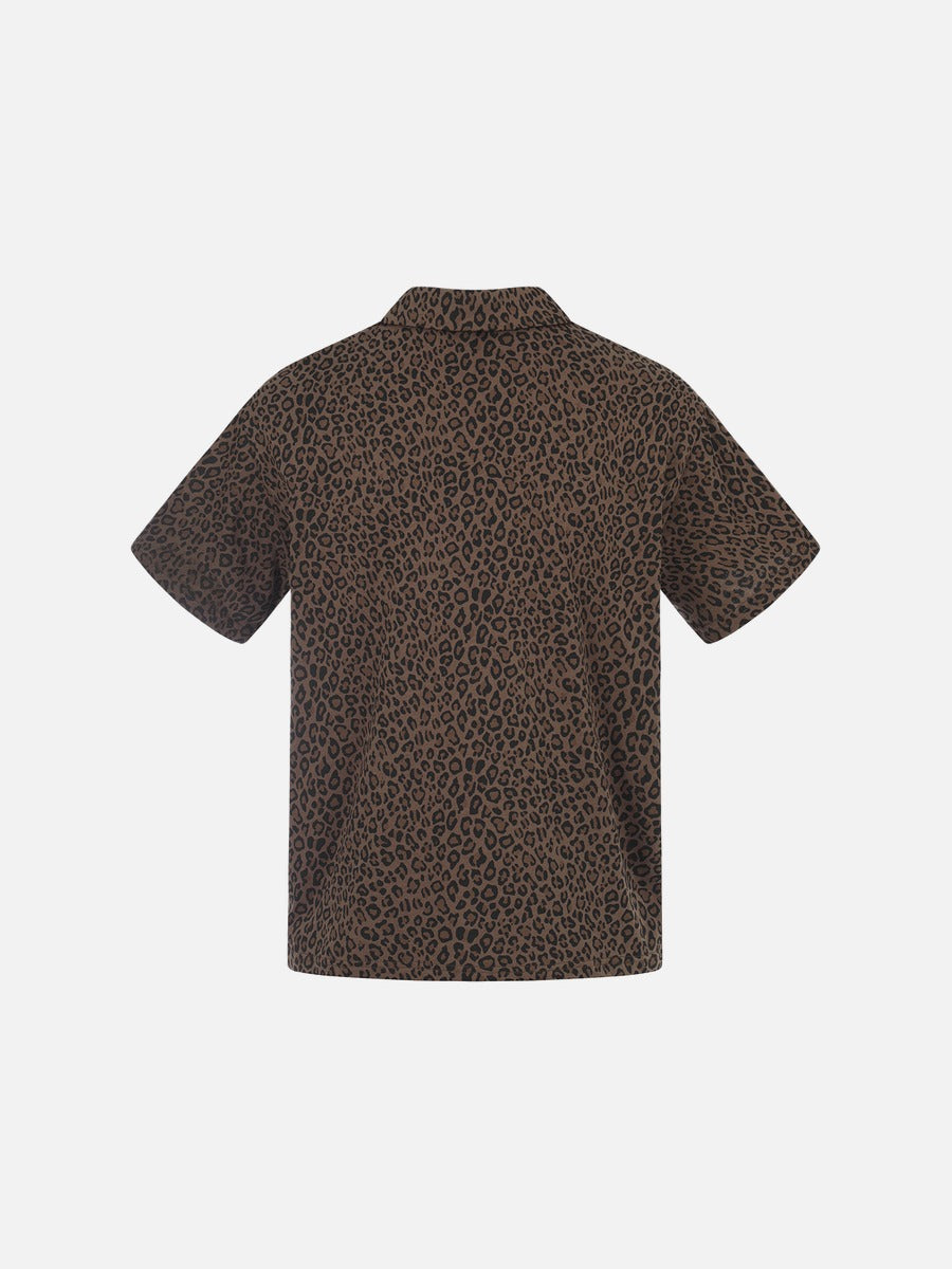 DAXUEN Leopard print short-sleeved polo shirt