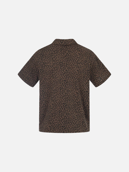 DAXUEN Leopard print short-sleeved polo shirt