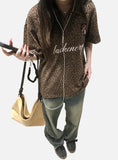 DAXUEN Leopard print short-sleeved polo shirt