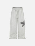 DAXUEN heather grey leopard star wide-leg sweatpants