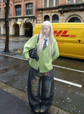 DAXUEN Wide-leg denim jeans with leopard print and stars — model photo