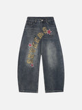 DAXUEN Wide-leg denim jeans with leopard print and stars
