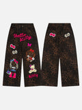 DAXUEN Leopard print wide-leg pants with colorful graphics