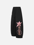 DAXUEN black wide-leg leopard print track pants