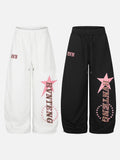 DAXUEN black wide-leg leopard print track pants