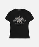 DAXUEN Leopard star graphic t-shirt with gothic text
