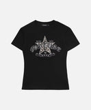 DAXUEN Leopard star graphic t-shirt with gothic text