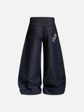 DAXUEN dark blue wide-leg jeans with leopard star patches