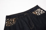 DAXUEN dark blue wide-leg jeans with leopard star patches