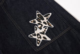 Leopard Star Patch Wide-Leg Jean