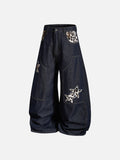 Star Leopard Patch Wide-Leg Jeans