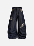 Star Leopard Patch Wide-Leg Jeans