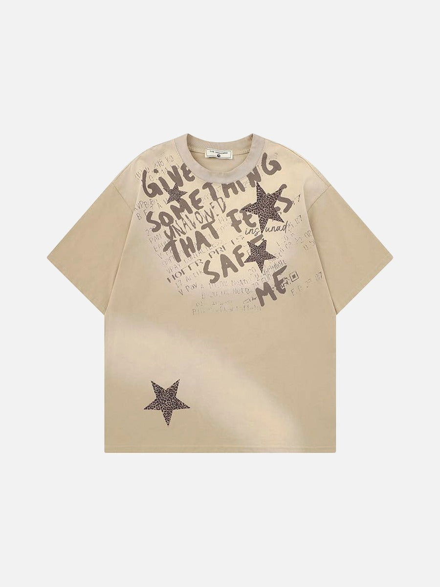 DAXUEN Relaxed fit leopard star print t-shirt