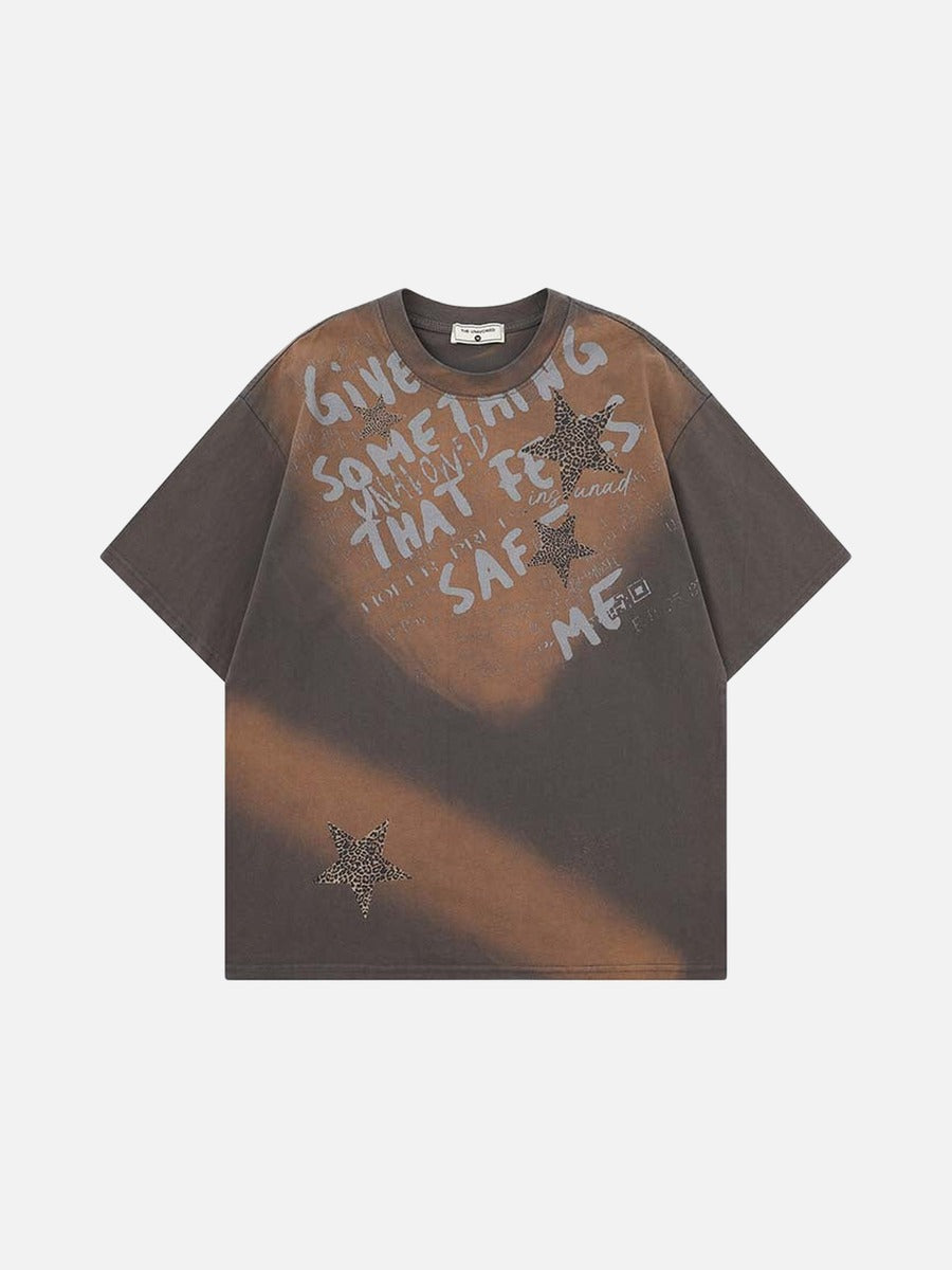 DAXUEN Relaxed fit leopard star print t-shirt