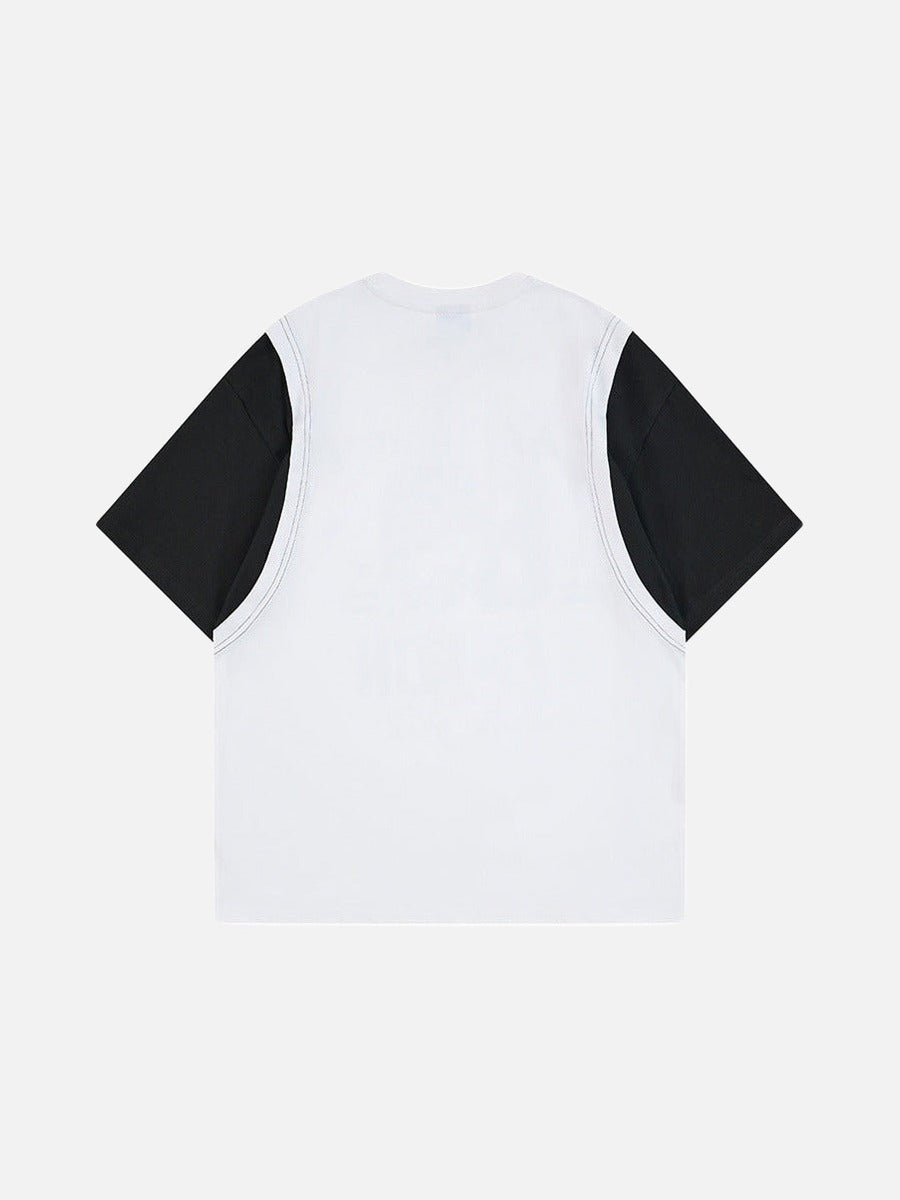 DAXUEN Faux-layered short-sleeved graphic t-shirt