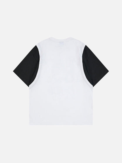 DAXUEN Faux-layered short-sleeved graphic t-shirt