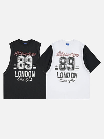 DAXUEN Faux-layered short-sleeved graphic t-shirt
