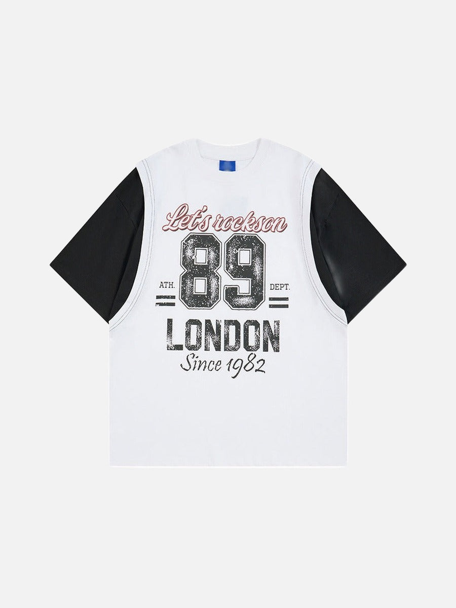 DAXUEN Faux-layered short-sleeved graphic t-shirt