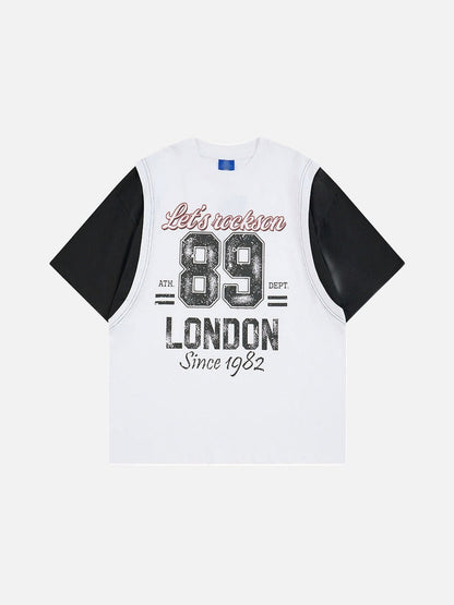 DAXUEN Faux-layered short-sleeved graphic t-shirt