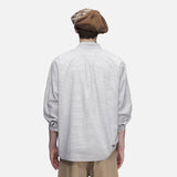 DAXUEN light beige oversized grid button-up shirt