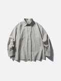 DAXUEN light beige oversized grid button-up shirt