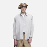 DAXUEN light beige oversized grid button-up shirt