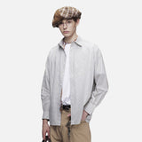 DAXUEN light beige oversized grid button-up shirt