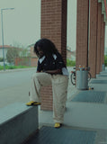 DAXUEN light beige wide-leg cargo pants — model photo