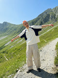 DAXUEN light beige wide-leg cargo pants — model photo