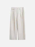 DAXUEN light beige wide-leg linen trousers