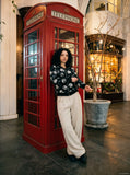 DAXUEN light beige wide-leg linen trousers — model photo