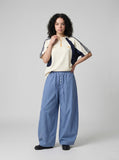 DAXUEN light blue balloon pants with button placket — model photo