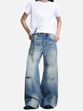 DAXUEN light blue distressed wide-leg denim jeans