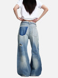 DAXUEN light blue distressed wide-leg denim jeans