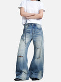 DAXUEN light blue distressed wide-leg denim jeans