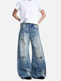 DAXUEN light blue distressed wide-leg denim jeans