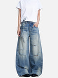 DAXUEN light blue distressed wide-leg denim jeans