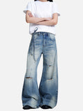DAXUEN light blue distressed wide-leg denim jeans