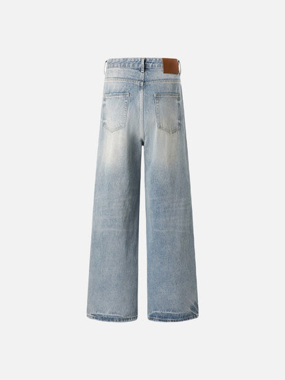DAXUEN Light blue wide leg distressed denim jeans