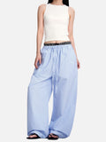 DAXUEN light blue oversized grid casual pants