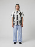 DAXUEN light blue oversized grid casual pants — model photo