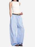 DAXUEN light blue oversized grid casual pants