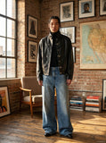 DAXUEN light blue oversized wide-leg denim jeans — model photo