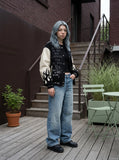 DAXUEN light blue oversized wide-leg denim jeans — model photo