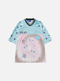 DAXUEN light blue oversized star-patterned jersey top