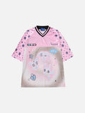 DAXUEN light blue oversized star-patterned jersey top