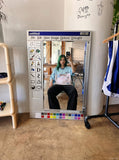 DAXUEN light blue oversized star-patterned jersey top — model photo